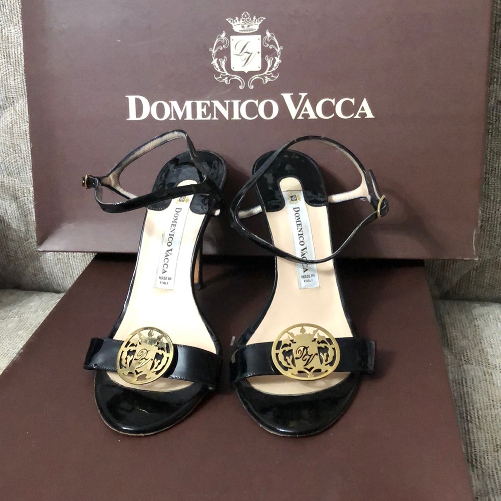🌺HIGH HELLS BLACK DOMENICO VACCA SANDALS SIZE 40